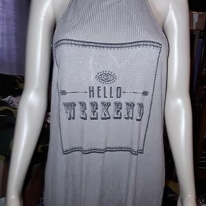 Brown hello weekend tank top medium
